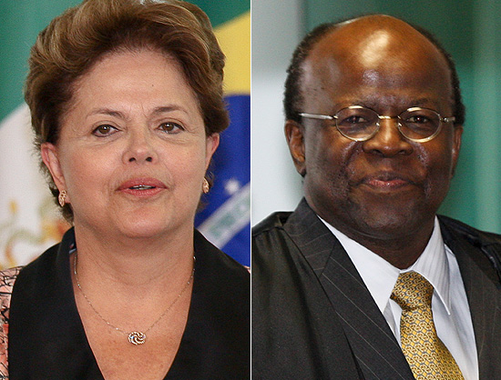 A presidente Dilma Rousseff e o ministro Joaquim Barbosa, do STF