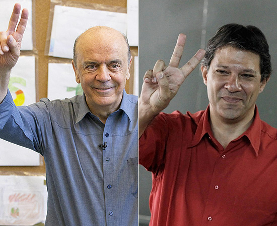 Os candidatos a prefeito de So Paulo, Jos Serra (PSDB) e Fernando Haddad (PT)