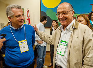 Andrea Matarazzo e Geraldo Alckmin, em eleio do PSDB paulistano no domingo que acabou sendo adiada para tera-feira