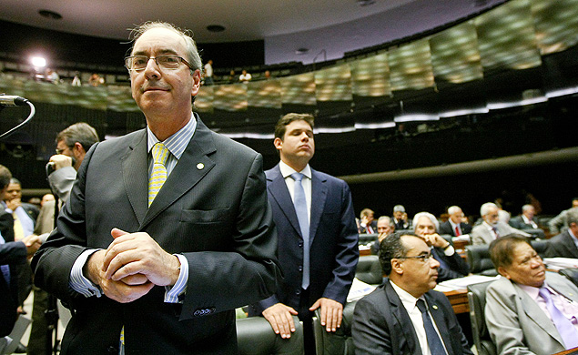 Eduardo Cunha no plenário da Câmara durante votação da MP dos Portos; sua emenda foi derrotada