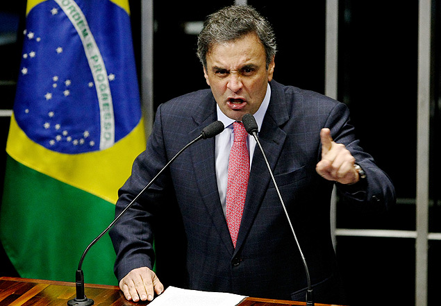 O senador Aecio Neves durante votao da MP dos Portos