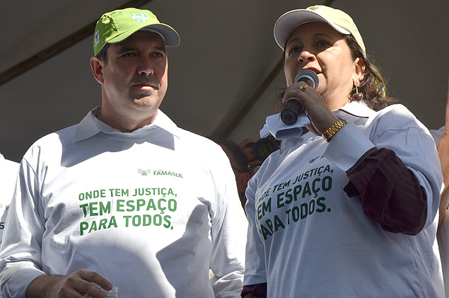 Eduardo Riedel, presidente da Famasul (Federação de Agricultura e Pecuária do Estado) e a senadora Kátia Abreu (PSD-TO)