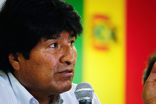 O presidente da Bolvia, Evo Morales, ontem no Foto de So Paulo, no Hotel Jaragu