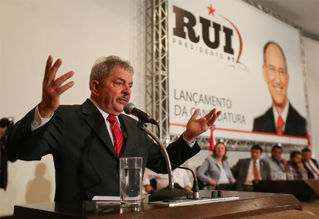 Ex-presidente Lula participa do lançamento em Brasília da campanha de Rui Falcão à presidência do PT 