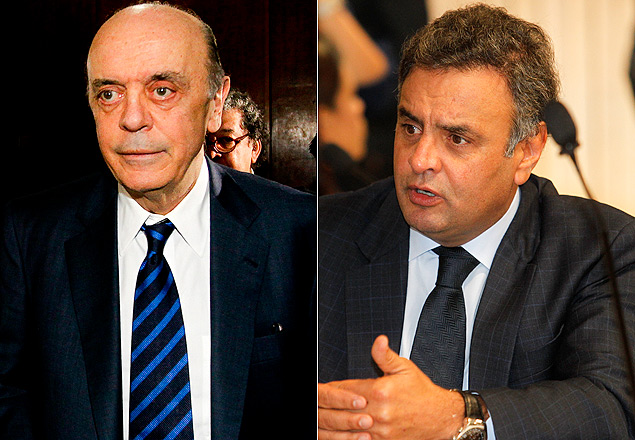 José Serra (à esq.) e o senador Aécio Neves disputam candidatura à Presidência pelo PSDB