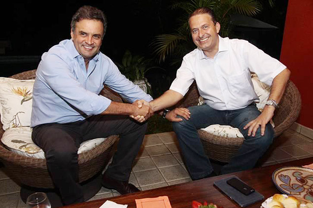 Aécio Neves e Eduardo Campos durante jantar na quinta-feira (29), na residência do governador de Pernambuco