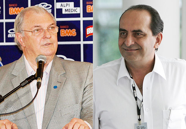 Os presidentes Gilvan de Pinho Tavares do Cruzeiro ( dir.) e Alexandre Kalil (Atltico-MG) se tornaram alvo da poltica partidria