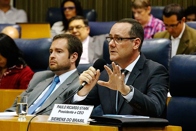 Paulo Ricardo Stark, presidente da Siemens do Brasil, durante a CPI dos Transportes, na Câmara Municipal de SP