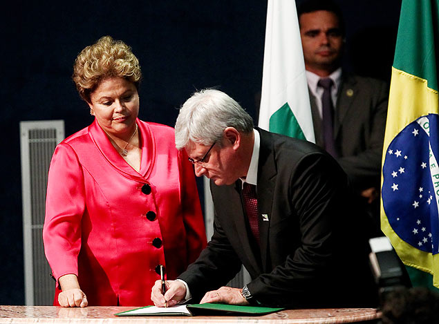 Procurador-geral da Repblica, Rodrigo Janot, em sua posse com a presidente Dilma
