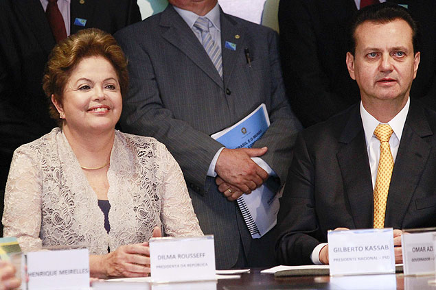 Dilma se encontro com Gilberto Kassab em visita  sede do PSD em Braslia