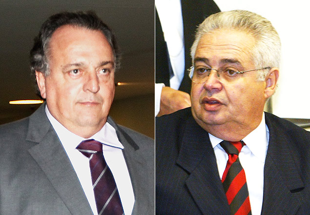 Os ex-deputados Pedro Henry (PP-MT),  esq., e Pedro Corra (PP-PE) deixaram o presdio da Papuda, em Braslia 