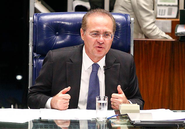 O presidente do senado Renan Calheiros (PMDB-AL) durante sesso no deliberativa no Senado federal