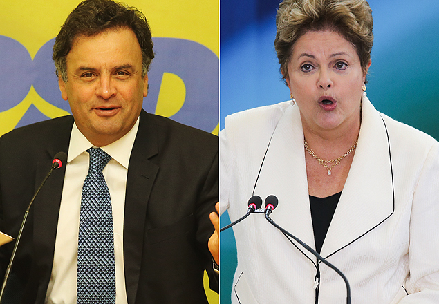 Os provveis candidatos  Presidncia, o tucano Acio Neves ( esq.) e a presidente Dilma