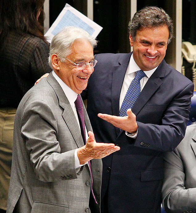 O ex-presidente Fernando Henrique Cardoso e o senador Acio Neves, presidente do PSDB