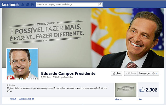 Pgina no Facebook pr-candidatura de Eduardo Campos