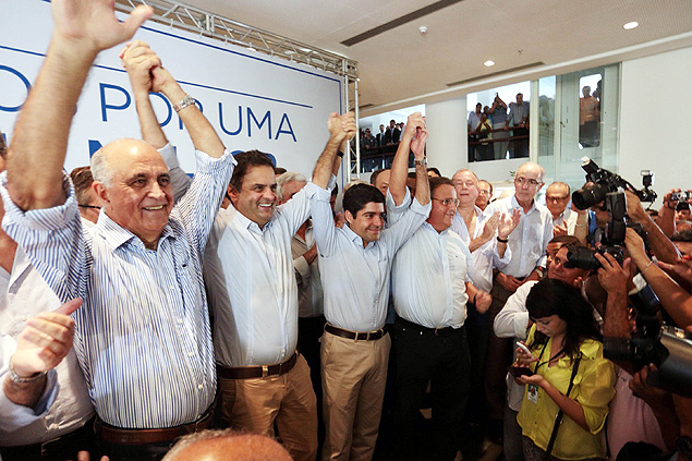Paulo Souto (DEM), Acio Neves (PSDB), ACM Neto (DEM) e Geddel Vieira Lima (PMDB)