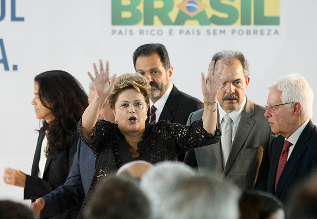 A presidente Dilma Rousseff durante inaugurao do Pier Sul do aeroporto internacional JK em Braslia