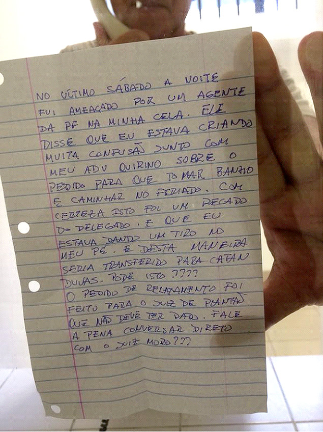 Em bilhete, Paulo Roberto Costa diz que est recebendo ameaas de agentes policiais 