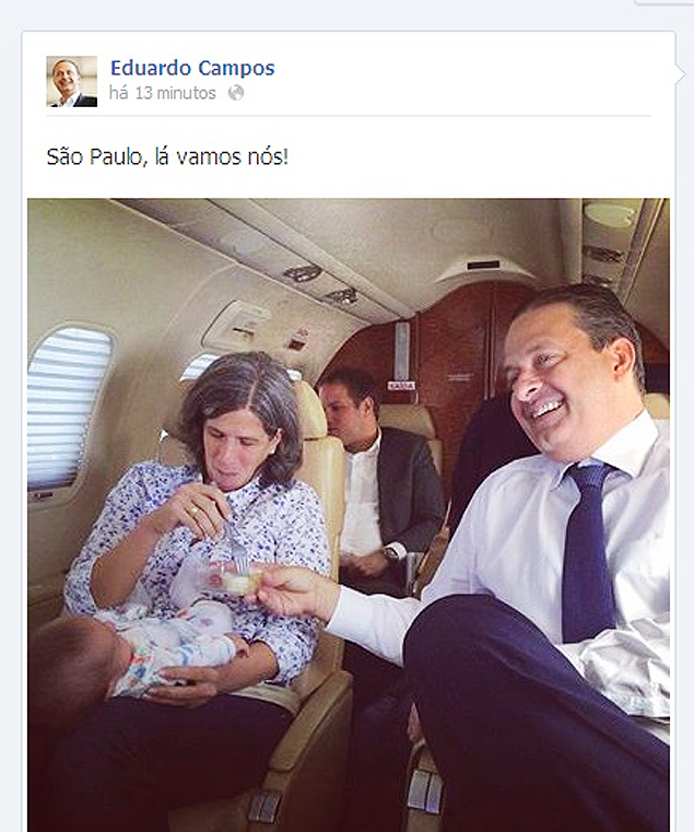 Imagem postada e logo em seguida apagada do perfil de Eduardo Campos no Facebook