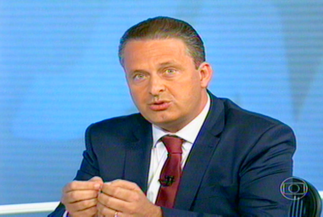 Eduardo Campos, durante o "Jornal Nacional", da TV Globo