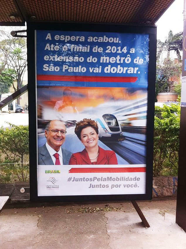 Alckmin e Dilma aparecem juntos em publicidade sobre o metr de SP