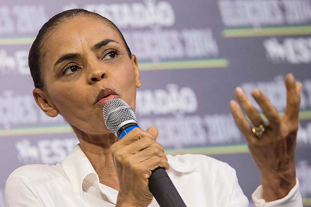 A candidata Marina Silva, reagiu aos ataques dos rivais em sabatina do jornal "O Estado de S.Paulo"