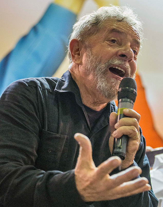 O ex-presidente Lula, em evento no Sindicato dos Bancrios de So Paulo