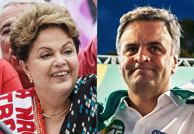 Dilma e Aécio durante atos na última semana de campanha eleitoral