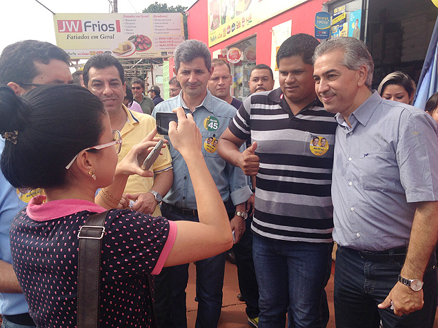 Reinaldo Azambuja (PSDB), eleito governador de MS, em evento de campanha
