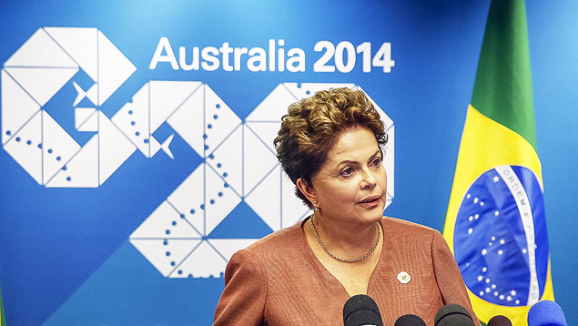 Dilma Rousseff durante entrevista coletiva aps a encontro do G20 em Brisbane, na Austrlia