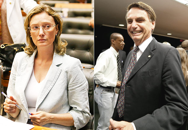 O deputado Jair Bolsonaro (PP-RJ) e a parlamentar Maria do Rosário (PT-RS)