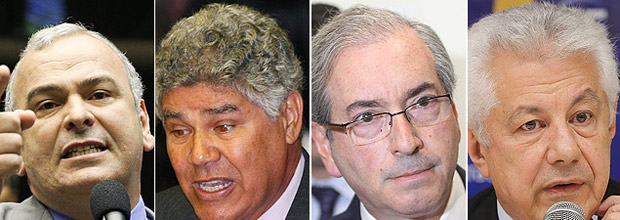 Os candidatos  presidncia da Cmara dos Deputados Jlio Delgado (PSB), Chico Alencar (PSOL), Eduardo Cunha (PMDB) e Arlindo Chinaglia (PT)