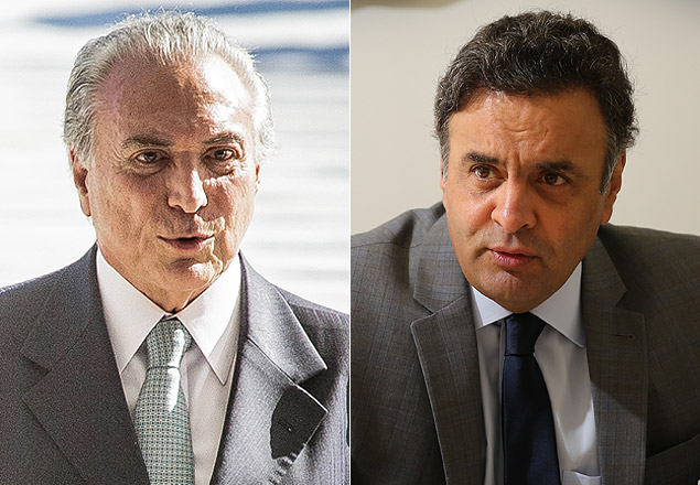 O vice-presidente Michel Temer (PMDB) e o presidente do PSDB, senador Aécio Neves
