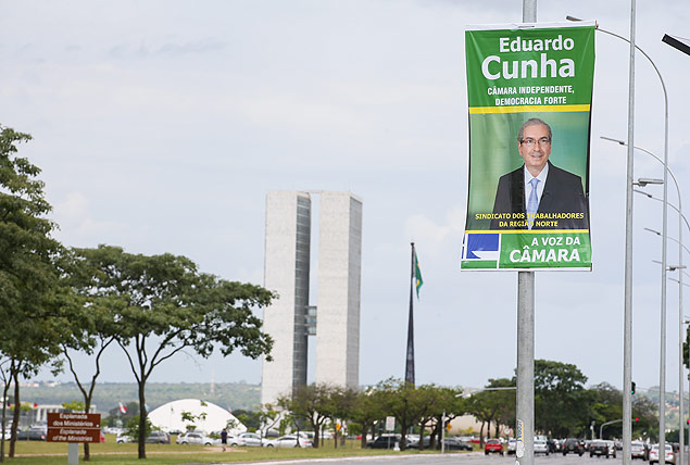 Propaganda do candidato  presidncia da Cmara dos Deputados, Eduardo Cunha, na Esplanada dos Ministrios