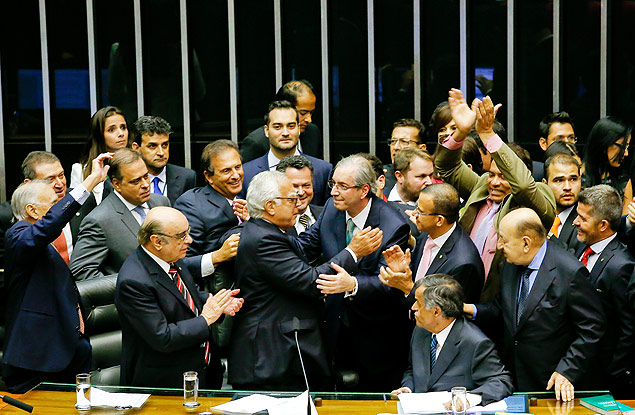 O deputado Eduardo Cunha (PMDB-RJ) foi eleito presidente da Cmara j no primeiro turno de votao