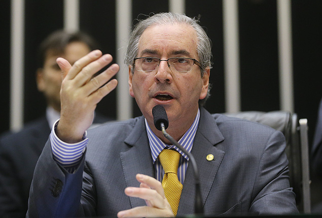 O presidente da Câmara dos Deputados, Eduardo Cunha (PMDB-RJ), em sessão na qual negou CPI para investigar pesquisas eleitorais