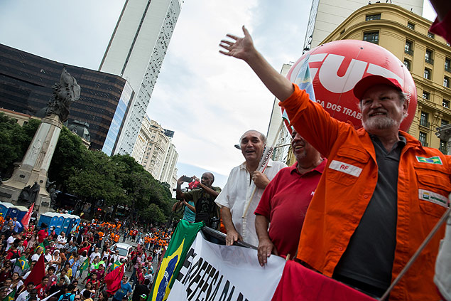 João Pedro Stedile, líder do MST, na manifestação pró-governo no Rio