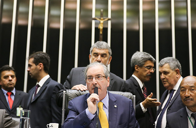 O presidente da Câmara, Eduardo Cunha (PMDB-AL), em sessão em que houve bate-boca com Cid Gomes