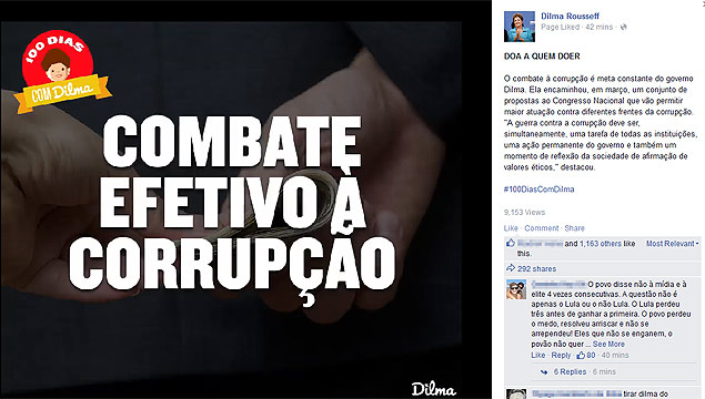 No Facebook, Dilma fala sobre o combate à corrupção 