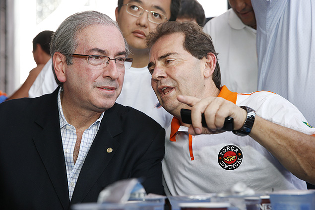 O presidente da Cmara, Eduardo Cunha (PMDB-RJ) e Paulinho da Fora (SSD-SP) na festa da Fora Sindical