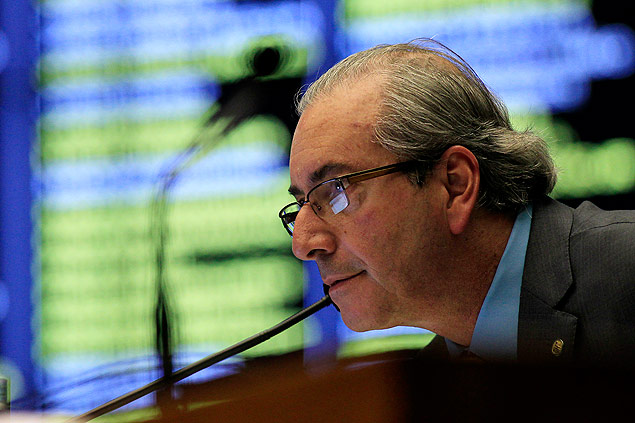 O presidente da Cmara dos Deputados, Eduardo Cunha, investigado na Lava Jato, no plenrio da Casa