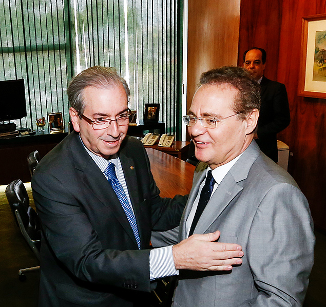 Os presidentes da cmara e do senado, deputado Eduardo Cunha (PMDB-RJ) e senador Renan Calheiros (PMDB-AL)