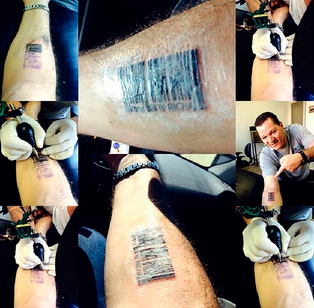 Marcelo Caramori exibe a tatuagem "100% Beto Richa" em homenagem ao governador do PR