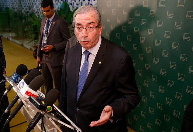 O peemedebista Eduardo Cunha no salo verde da Cmara