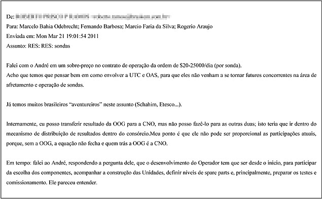 Email a Marcelo Odebrecht, que est no processo como uma das principais provas contra a empreiteira