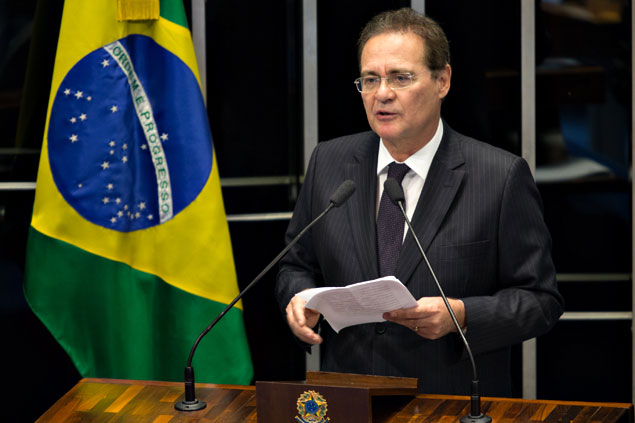 Renan Calheiros, presidente do Senado, apoiador de proposta que retira obrigatoriedade de participao da Petrobras no Pr-Sal