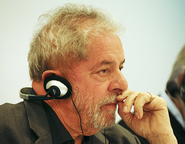 O ex-presidente Lula em seminrio do seu instituto, em So Paulo