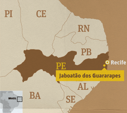 Mapa de onde fica Jaboatão dos Guararapes (PE)