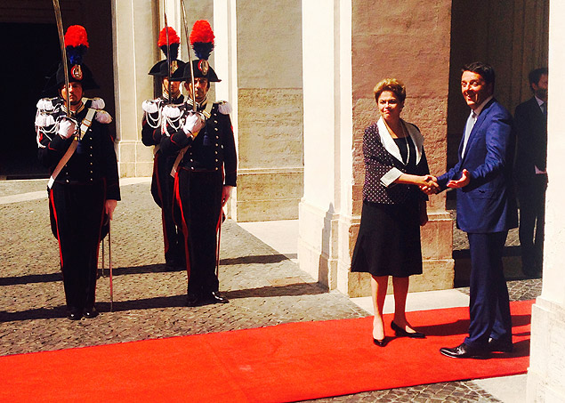 Presidente Dilma Rousseff  recebida pelo premi italiano, Matteo Renzi, para reunio de trabalho
