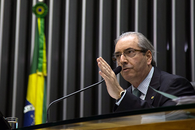 O presidente da Cmara, Eduardo Cunha, durante sesso para votaoo de trechos da reforma politica